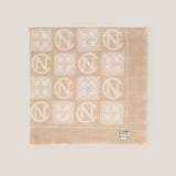 Checked Pattern with NC Monogram Printed Square Scarf